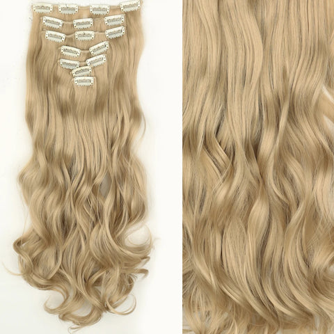 22-Inch Long Straight Wavy Hair Extensions Set