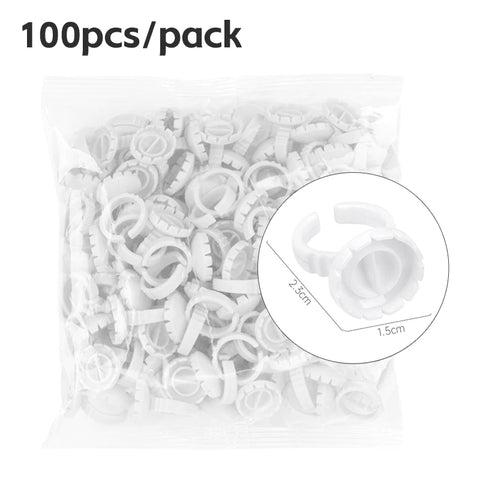 AILEISHI 100Pcs Disposable Eyelash Glue Fan Cup Rings