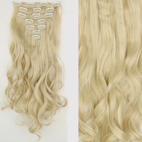 22-Inch Long Straight Wavy Hair Extensions Set