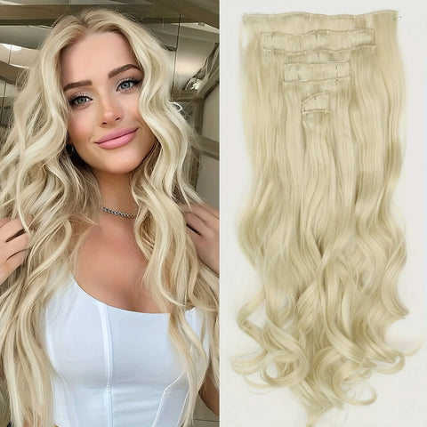 7Pcs/Set 16 Clips Hair Extension - Black Ombre Long Straight Hair