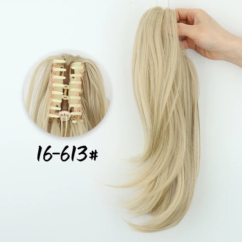 AZQUEEN Synthetic Long Wavy Ponytail Hair Extensions - Brown Black - 18 Inch
