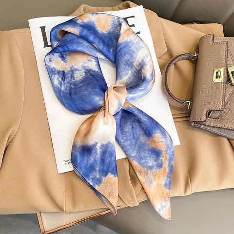 70cm Fashion Print Satin Silk Scarf for Women