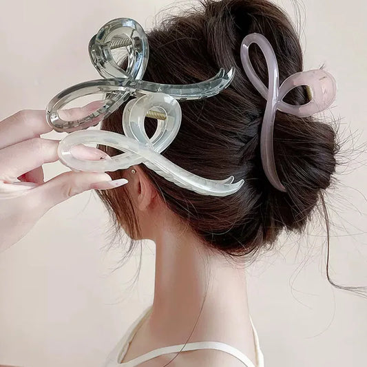 Elegant Jelly Color Bow Hair Claw - Stylish Hair Accessory for Women and Girls