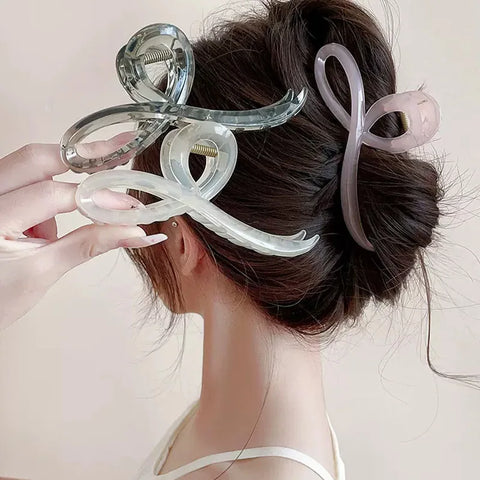 Elegant Jelly Color Bow Hair Claw - Stylish Hair Accessory for Women and Girls