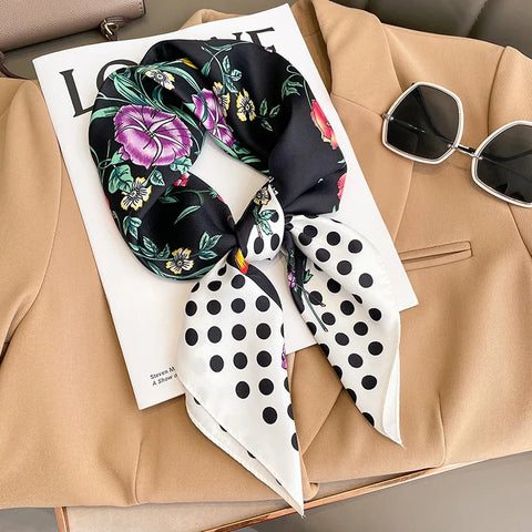 70cm Fashion Print Satin Silk Scarf for Women