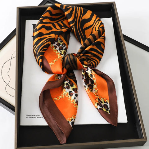 Wild Leopard Print Silk Scarf - Satin Shawl Design