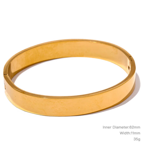 Yhpup High Quality Stainless Steel Round Wide Bracelet Bangle – Fashion Texture in Gold and Silver Color, Waterproof Charm Jewelry Gift