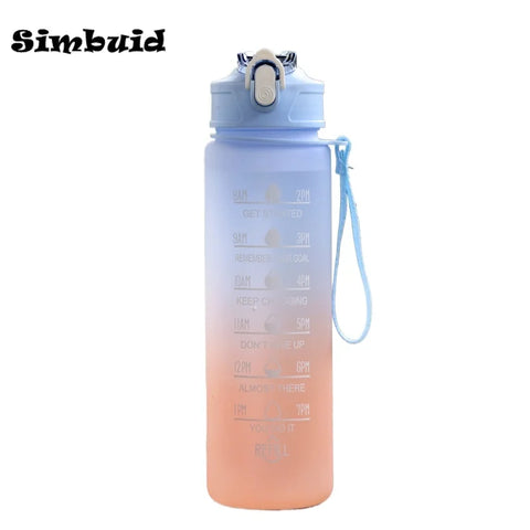Gradient Color Sports Bottle with Time Scale – 600ML/750ML/1000ML Portable Fitness Mug