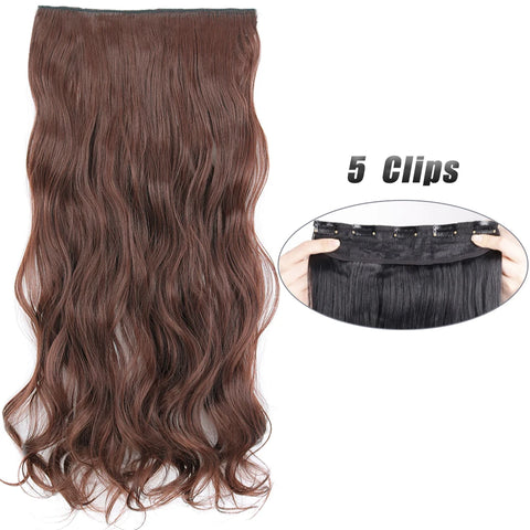 Synthetische 5 Clip-in haarextensies - Lang steil haarstuk 