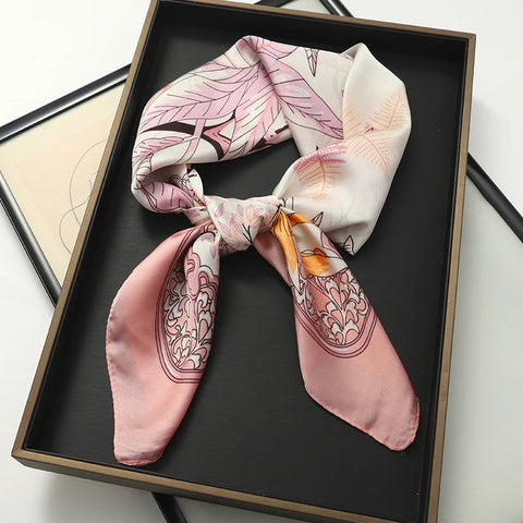 2025 Luxury Silk Skinny Scarf with Cat Print