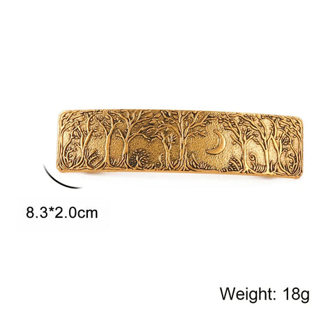 Vintage Moon Phase Tree Forest Hair Clip | Crescent Moon Hair Accessories for Women