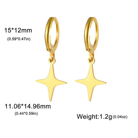 Skyrim Moon Star Drop Earrings – Gold Stainless Steel Hoop Earrings for Women and Girls