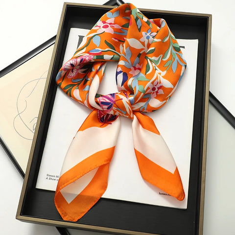 2025 Luxury Silk Skinny Scarf with Cat Print