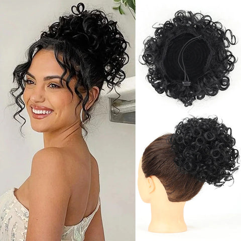 Messy Hair Bun Hair Piece - Large Curly Loose Wave Ponytail Extension