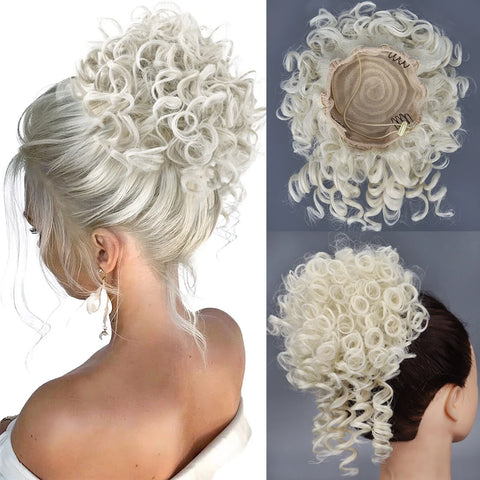 Messy Hair Bun Hair Piece - Large Curly Loose Wave Ponytail Extension