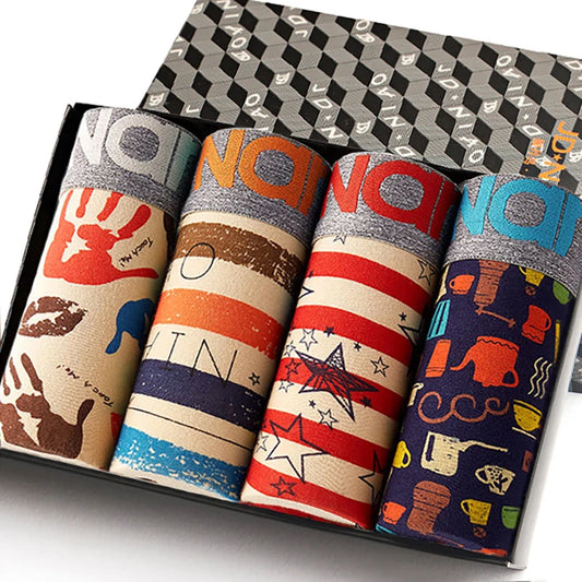 4Pcs Men's Cotton Boxer Shorts