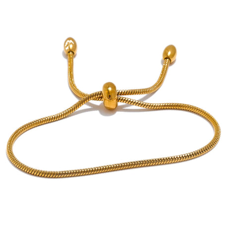 Yhpup Fashion Exquisite Basic Chain Pull-out Adjustable Bracelet Bangle - Gold Platinum Plated Daily Jewelry Gift