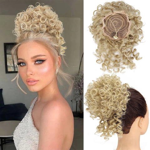 Messy Hair Bun Hair Piece - Large Curly Loose Wave Ponytail Extension