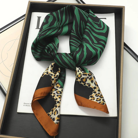 2025 Luxury Silk Skinny Scarf with Cat Print