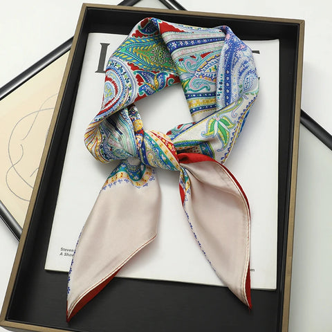 2025 Luxury Silk Skinny Scarf with Cat Print