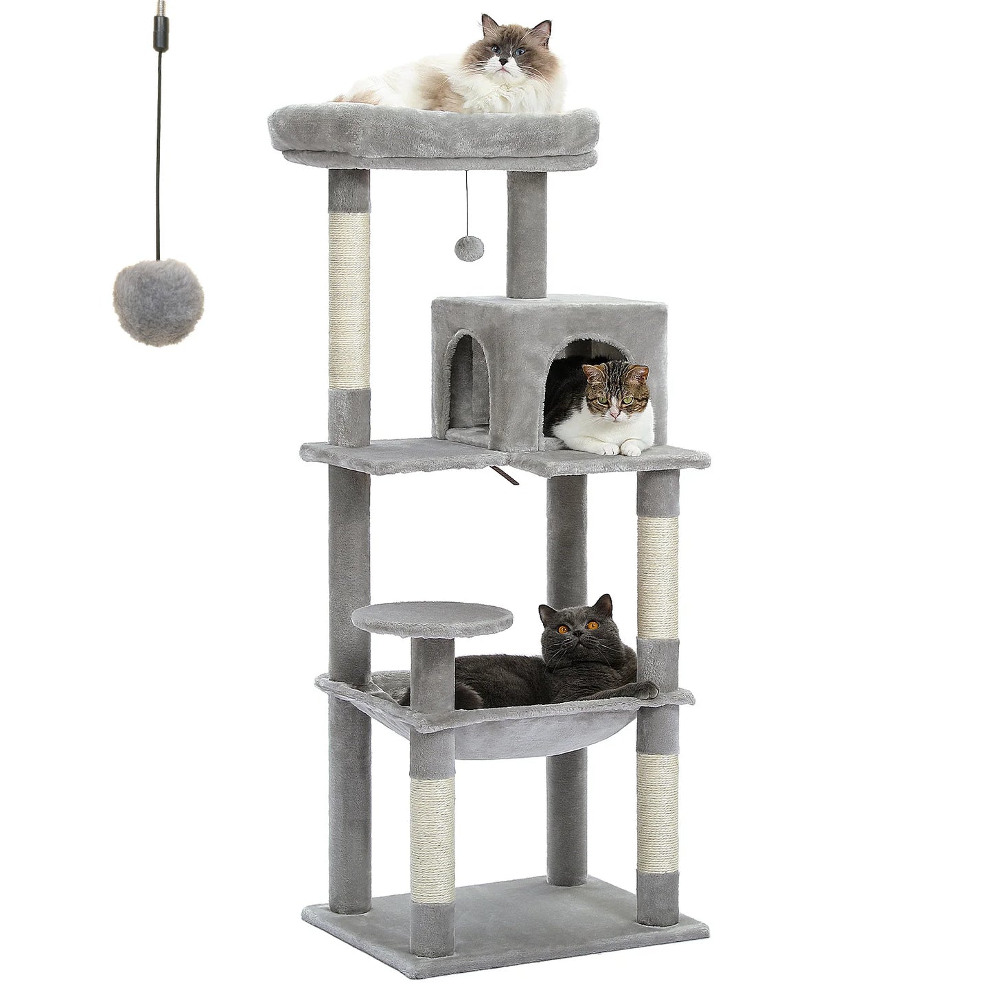 5-Level Cat Tree Tower for Large Indoor Cats with Hammock and Cozy Perch