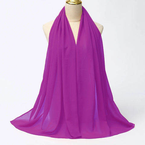Elegant Muslim Chiffon Hijab Scarf - Lightweight Long Solid Color Head Wrap for Women
