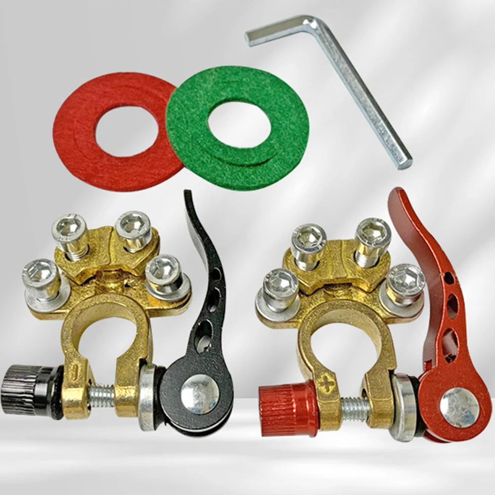 2Pcs Car Battery Terminal Connectors - Quick Release Positive and Negative Clips