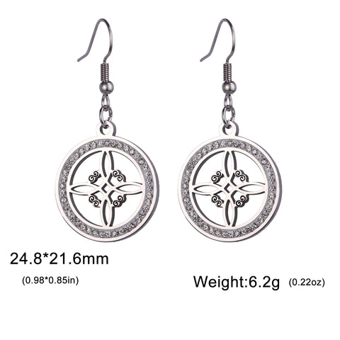 Skyrim Witch Knot Drop Earrings - Stainless Steel Amulet with Clear Zircon Pendant | Unique Witchcraft Jewelry for Valentine’s Day