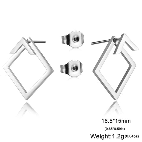 Skyrim Geometric Stainless Steel Gold Color Stud Earrings for Women