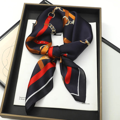 2025 Luxury Silk Skinny Scarf with Cat Print