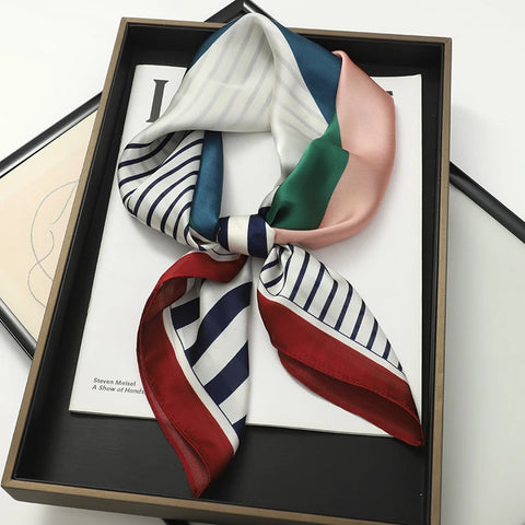 2025 Luxury Silk Skinny Scarf with Cat Print