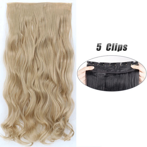 Synthetic 5 Clip In Hair Extensions 80CM - Long Straight Hairpiece