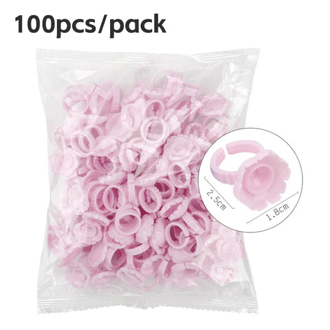 AILEISHI 100Pcs Disposable Eyelash Glue Fan Cup Rings