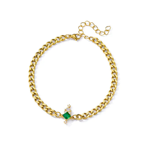 Elegant Zircon Flowers Bracelet for Women and Girls – Luxury Gold Color Stainless Steel Plant Charm Jewelry
