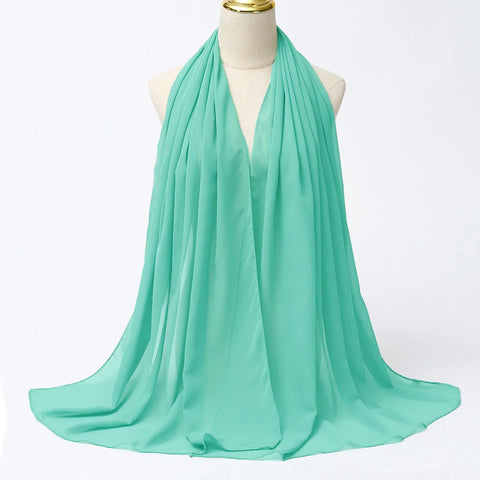 Elegant Muslim Chiffon Hijab Scarf - Lightweight Long Solid Color Head Wrap for Women
