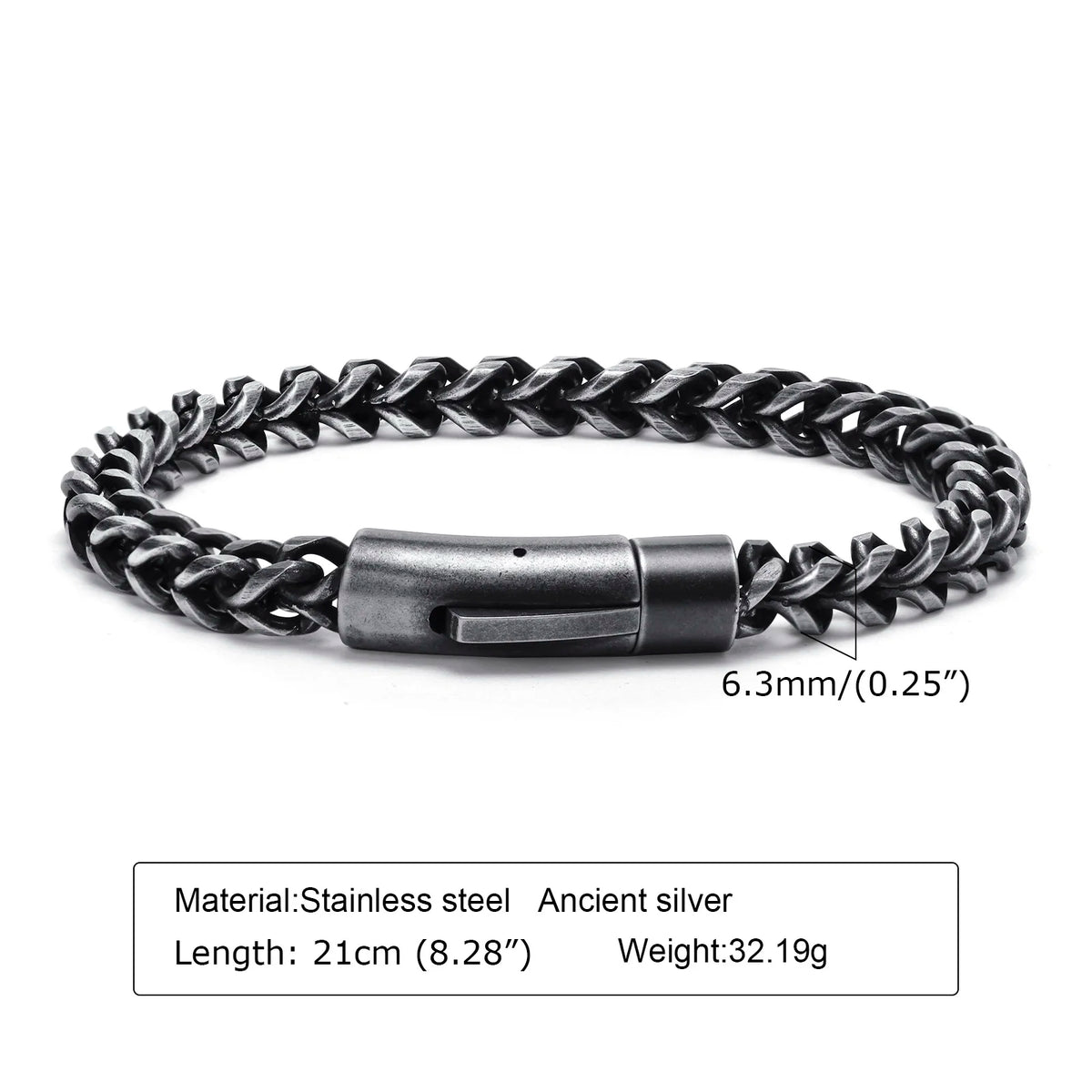 Stylish Stainless Steel Bali Foxtail Chain Bracelet for Men - Double Franco Link Chain Bracelet