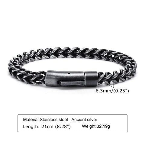 Stylish Stainless Steel Bali Foxtail Chain Bracelet for Men - Double Franco Link Chain Bracelet