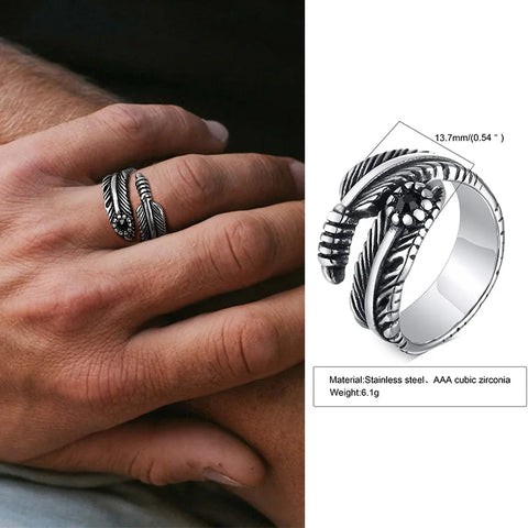 Punk Vintage Ethnic Rings for Men - Retro Viking Knot Rune Signet Ring Jewelry