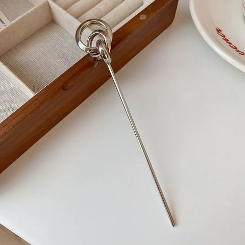 2025 New Punk Gold Silver Color Metal Long Hairpin - Trendy Hair Sticks for Women