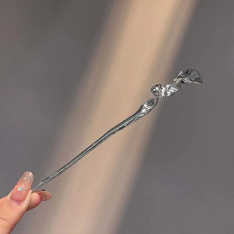 2025 Vintage Rose Flower Crystal Branch Hairpin - Elegant Metal Texture Headwear Jewelry for Women