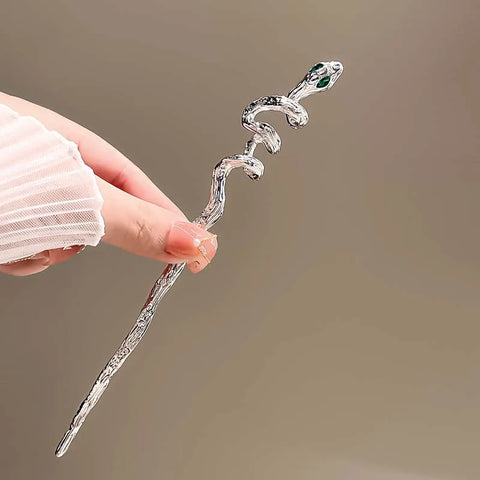 2025 Vintage Rose Flower Crystal Branch Hairpin - Elegant Metal Texture Headwear Jewelry for Women
