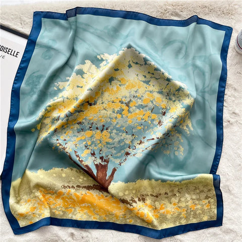 2025 Silk Shawl Cat Print Headscarf