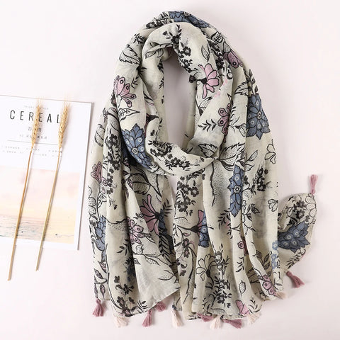 Luxury Cotton Scarf for Women - Large Shawl & Hijab