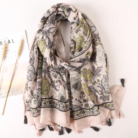 Luxury Cotton Scarf for Women - Large Shawl & Hijab