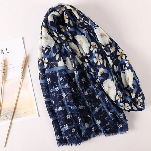 Luxury Cotton Scarf for Women - Large Shawl & Hijab