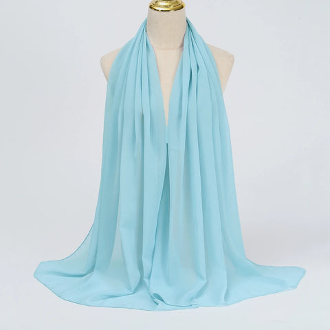 Elegant Muslim Chiffon Hijab Scarf - Lightweight Long Solid Color Head Wrap for Women