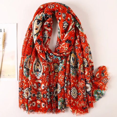 Luxury Cotton Scarf for Women - Large Shawl & Hijab