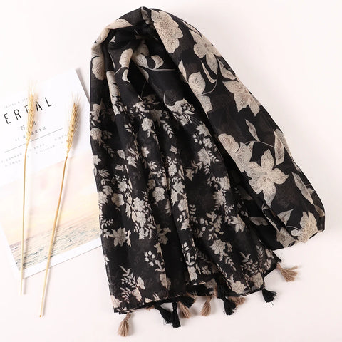 Luxury Cotton Scarf for Women - Large Shawl & Hijab