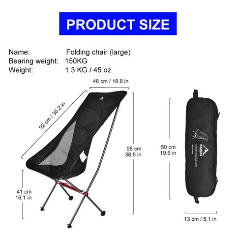 Widesea Camping Fishing Folding Chair - Portable Beach Chaise Longue for Relaxing and Leisure Travel