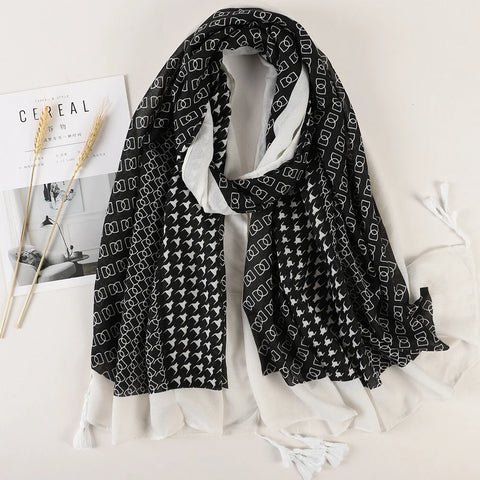 Luxury Cotton Scarf for Women - Large Shawl & Hijab